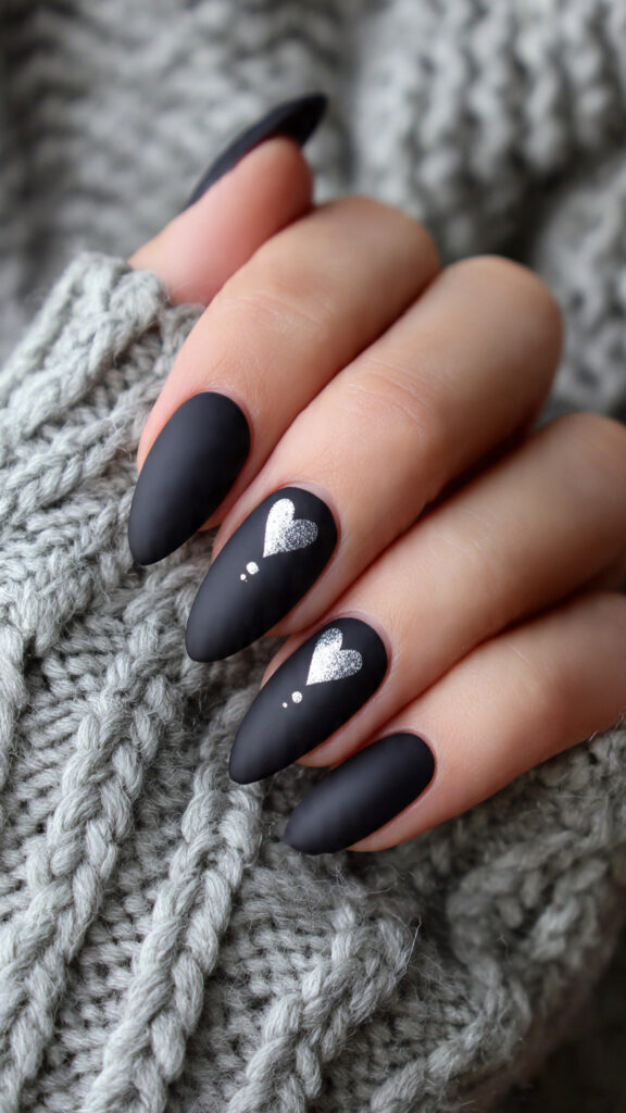 Matte Black Almond Nails