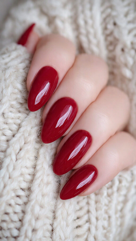 Jelly Red Almond Nails