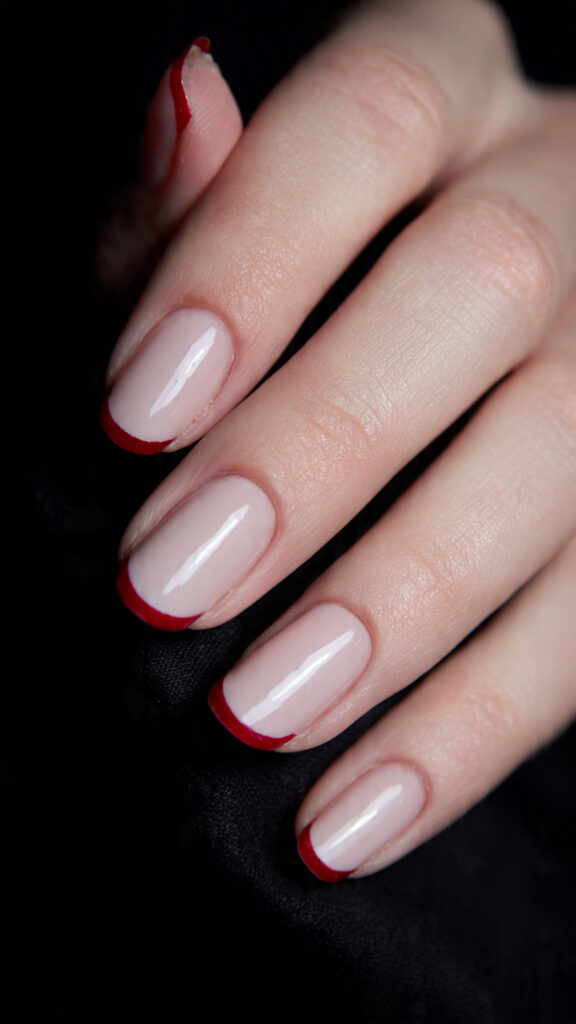 17 subtle blood tipped square nails neutral or
