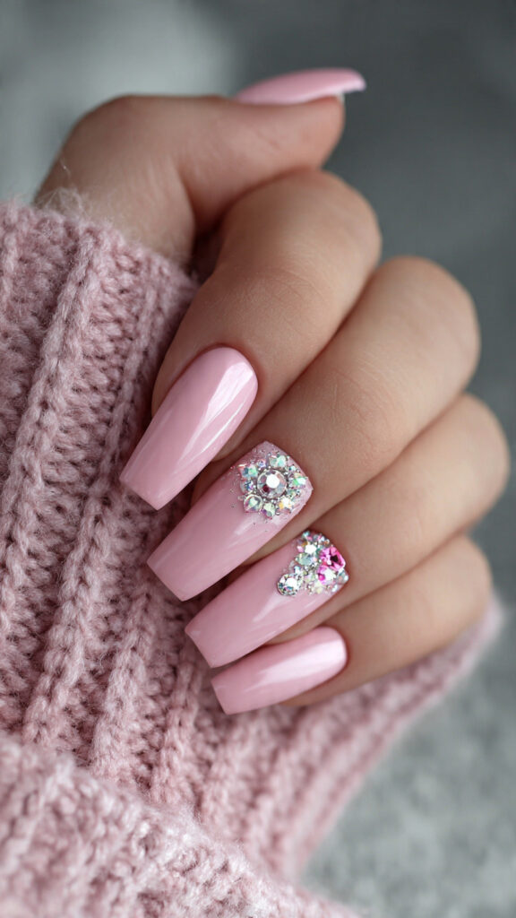 20 pink coffin nails with blood splatter