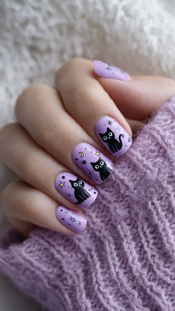 Cute Cartoon Cat Nail Art