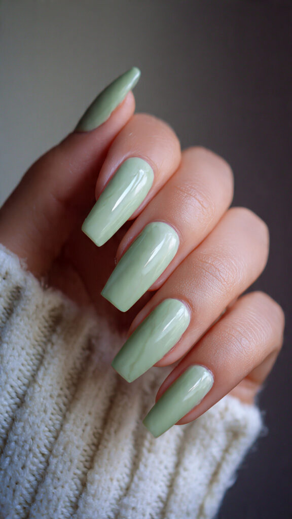 30 pale green nails with subtle rot