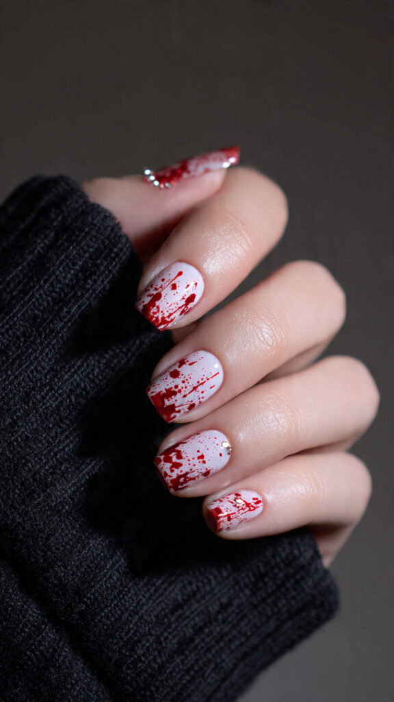 Blood Splatter Short Nails