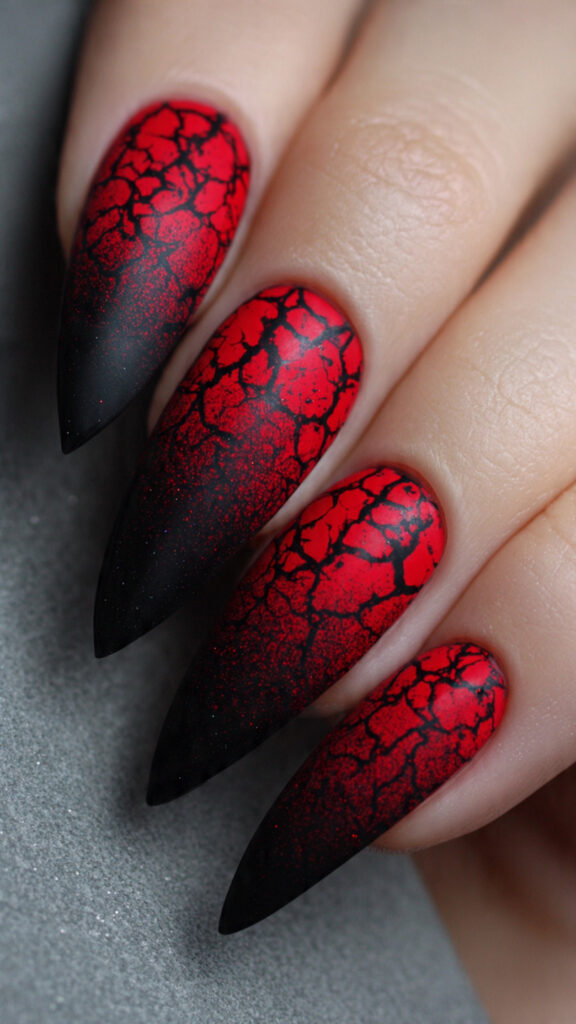 9 cracked red lava tips with black