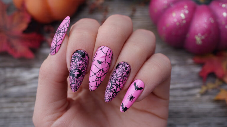 Pink Spooky Nails
