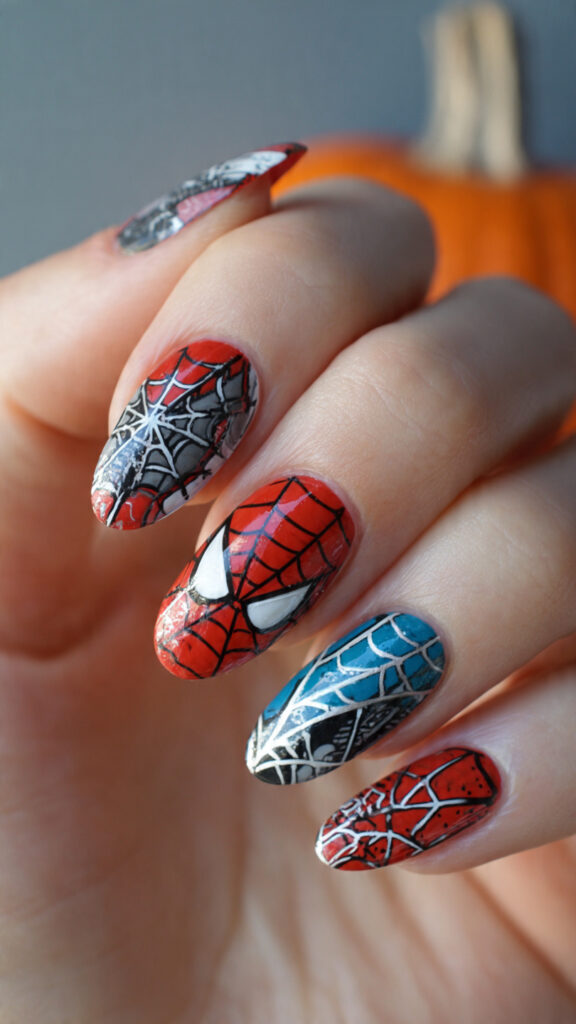 20 Spooky Nails to Try This Halloween: Creepy, Cute, and Stylish Ideas 9 cartoon inspired nails with a comic book vibe