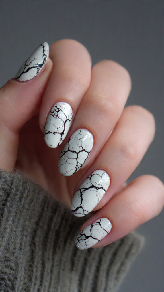 Cracked White Nails With Blood and Jason Mask