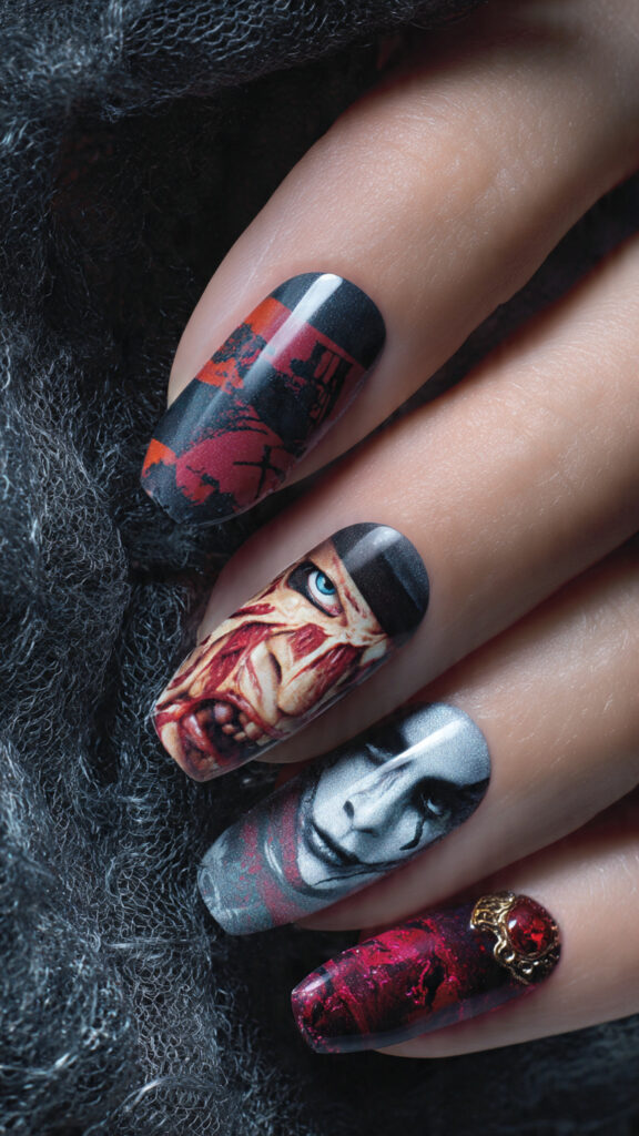 create a pin style nail art image featuring 5