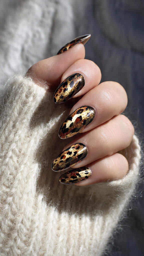 Starry Night Black Cat and Moon Nails