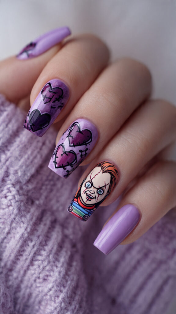 31 Chucky Nails That Are Creepy, Fun, and Perfect for Halloween 29 create exactly this type of the nails 47