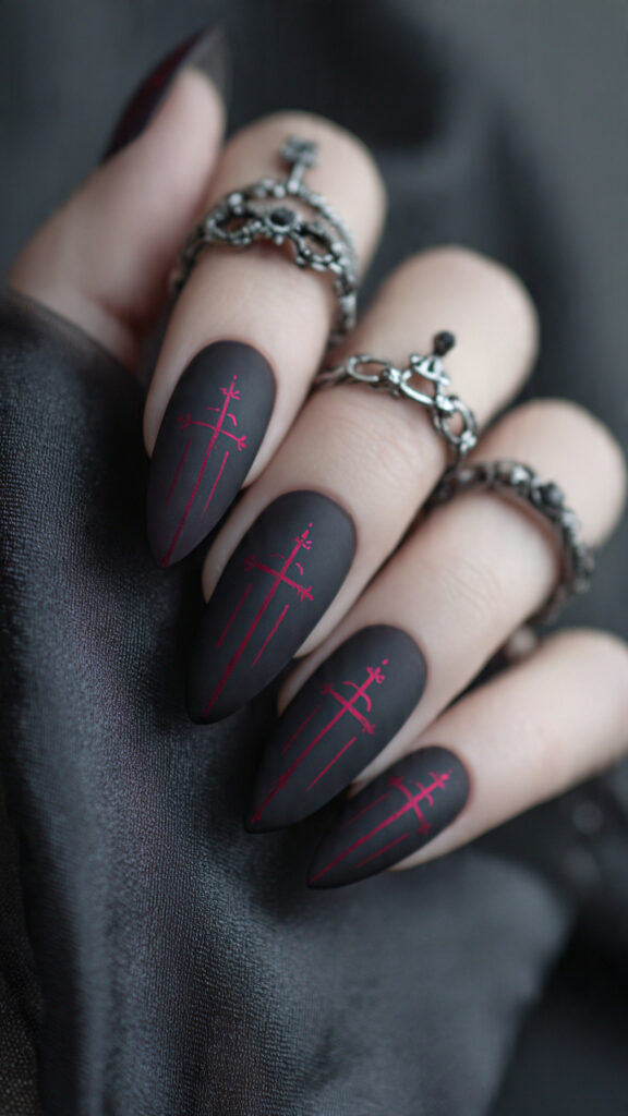 Matte Gothic Cross Nails
