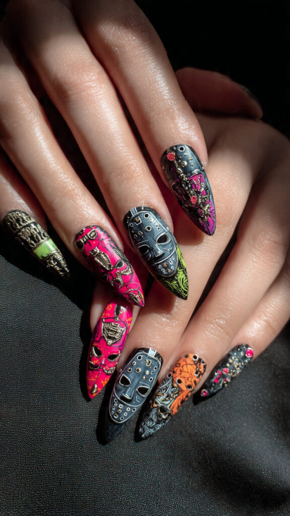 Multicolor Horror Nails