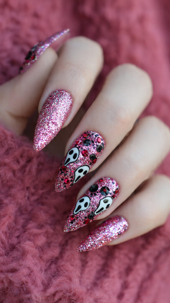 pink glitter nails meet horror in this