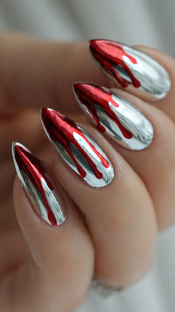 red chrome drip over silver base metallic