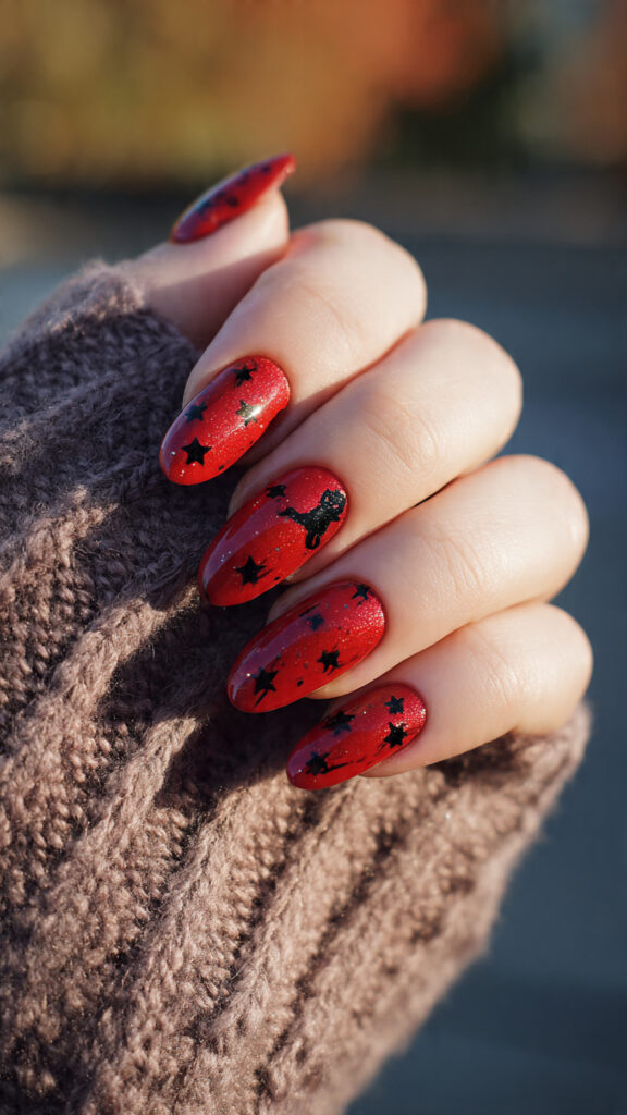 Red Friday the 13th Nail Design