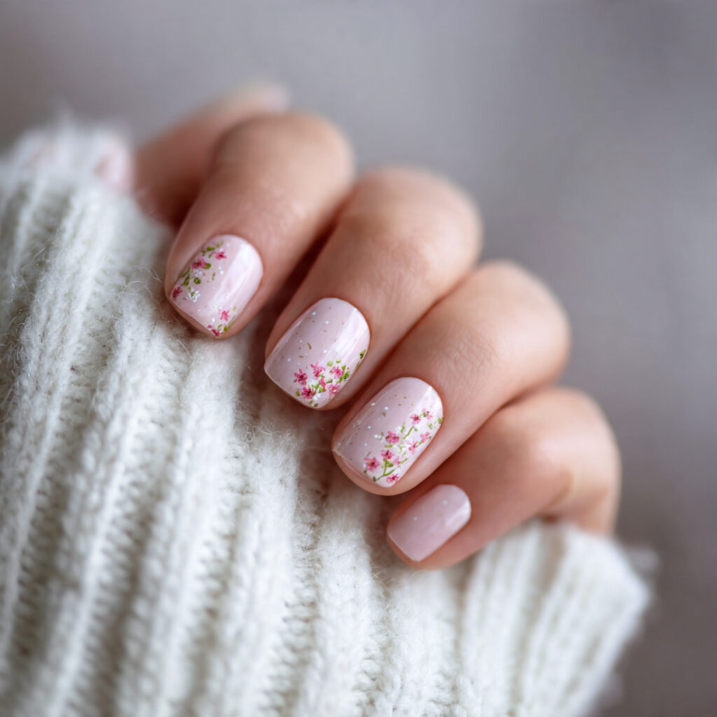 27 February Nail Designs That Are Cute, Classy & Cozy 12 12 february nail designs with tiny floral