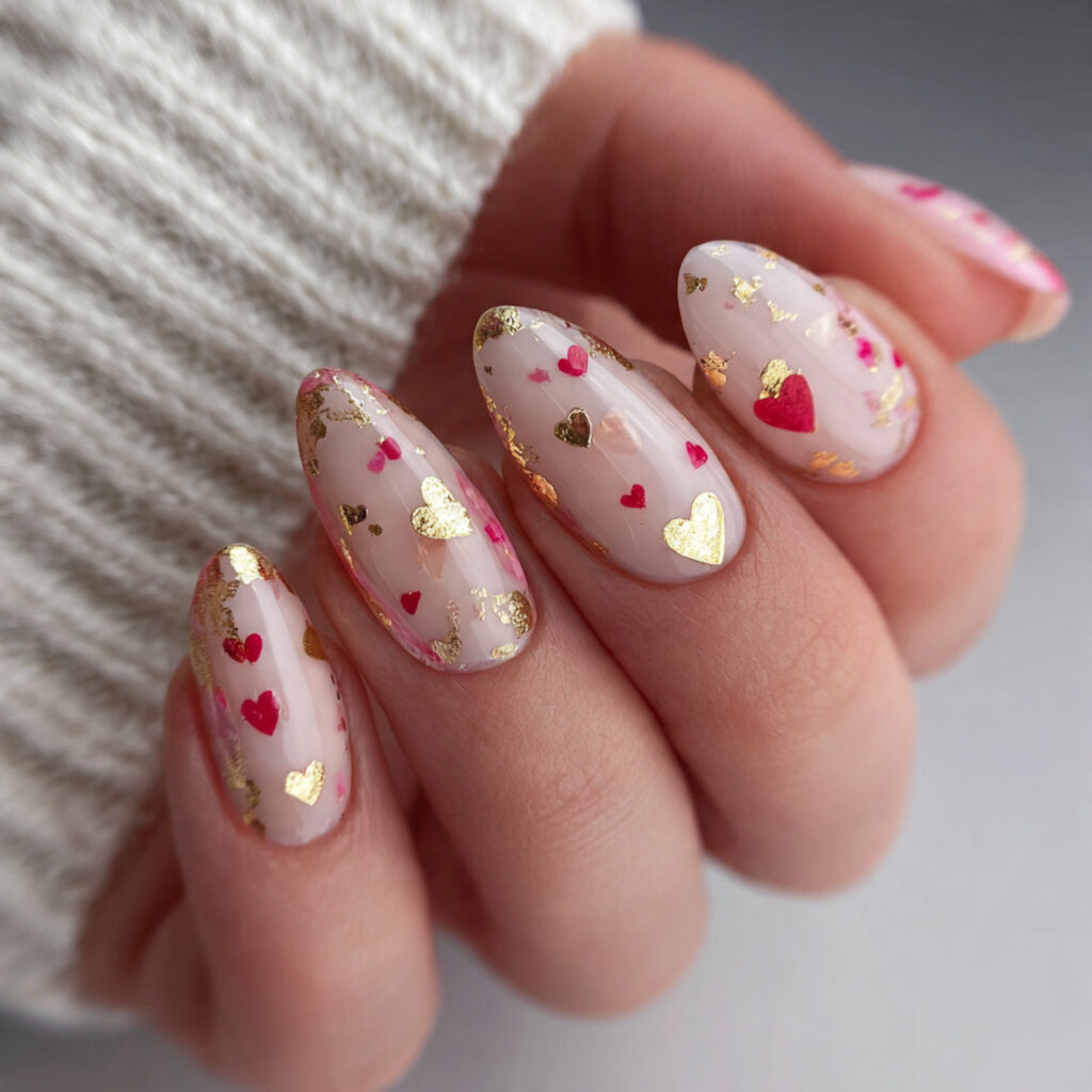 14 valentine nail ideas with gold foil