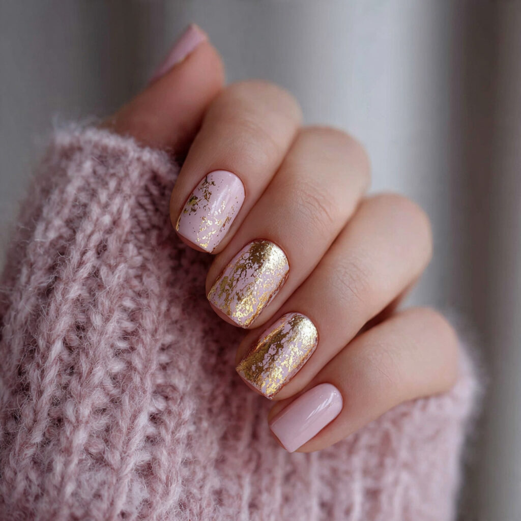 27 February Nail Designs That Are Cute, Classy & Cozy 15 16 february nail designs with gold foil