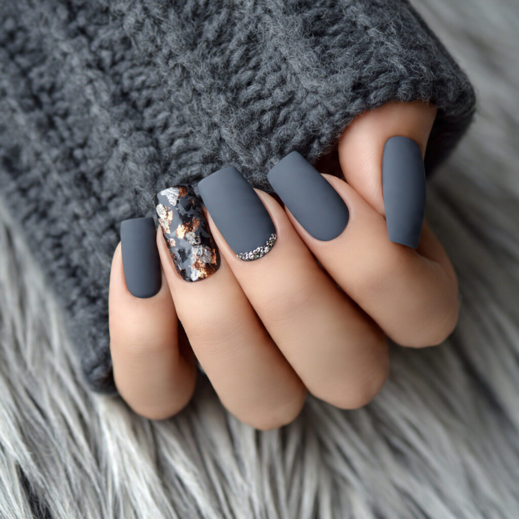 16 matte gray nails for a cool