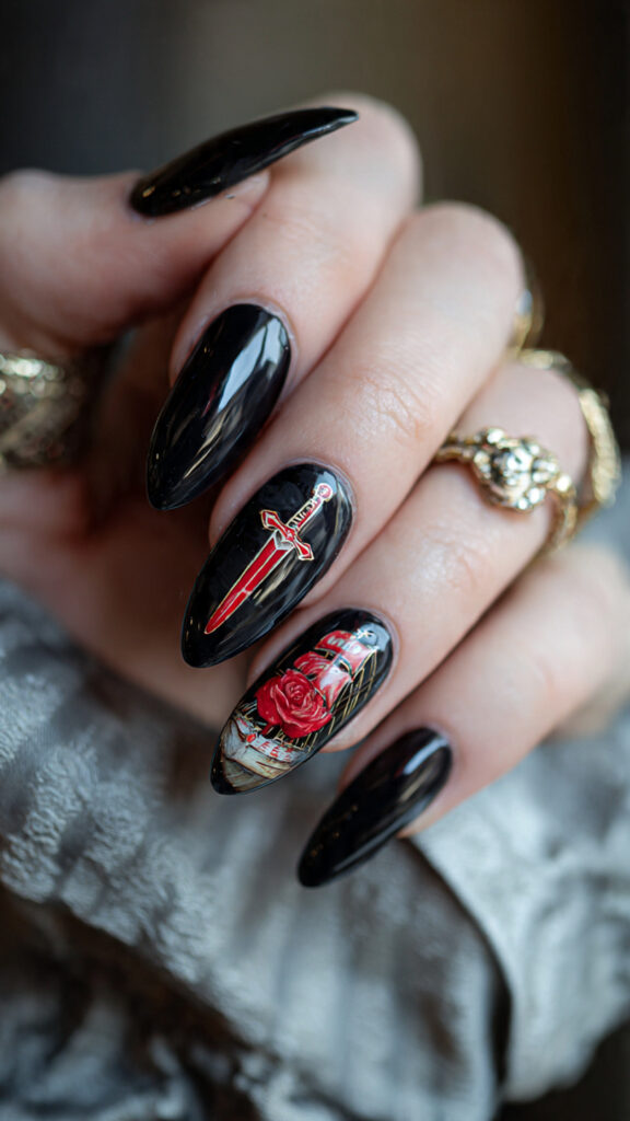 16k ultra realistic pin up style glossy black