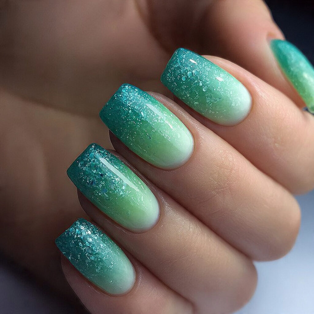 17 icy green ombre flake nails icy