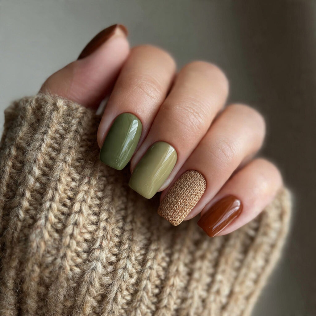 20 winter square nails in earthy tones