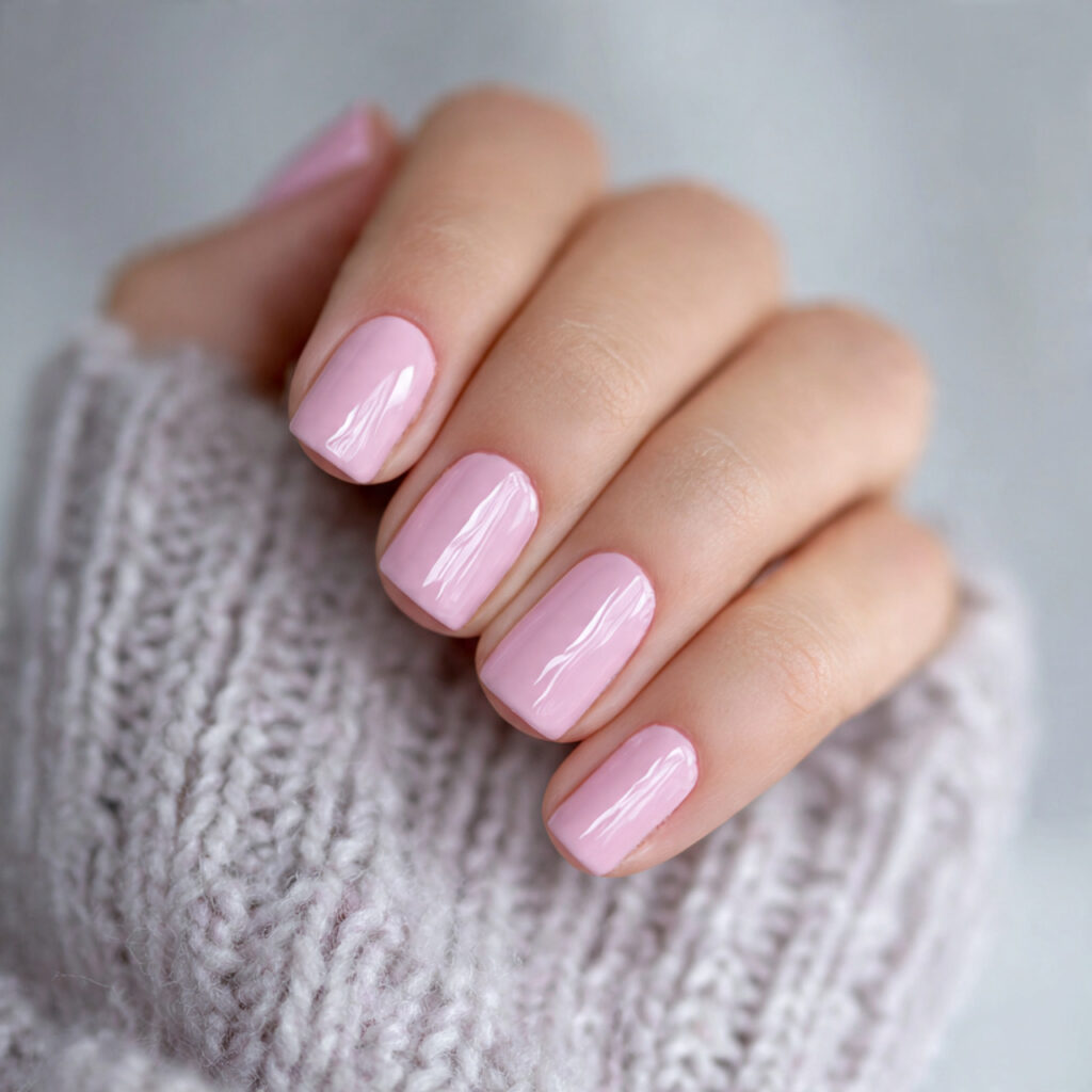 21 light pink january nails with clean