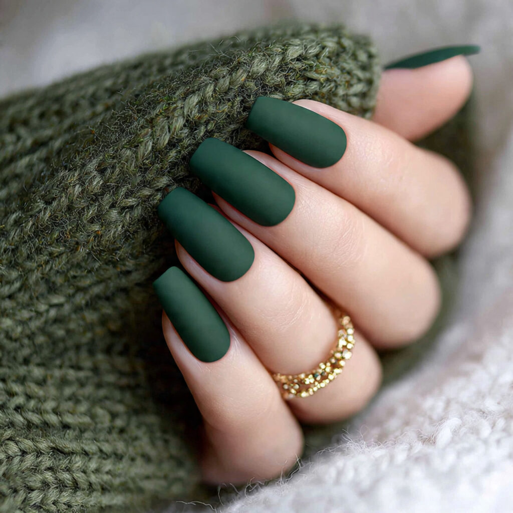 22 forest green matte december nails forest green