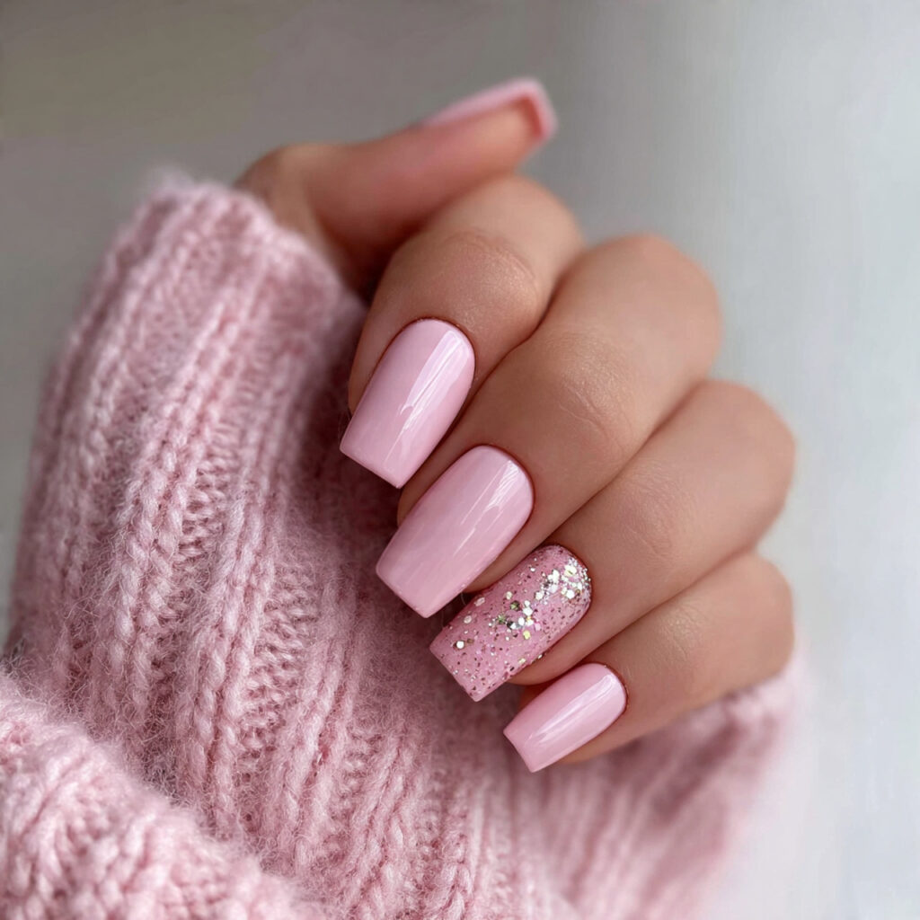 23 light pink january nails with soft
