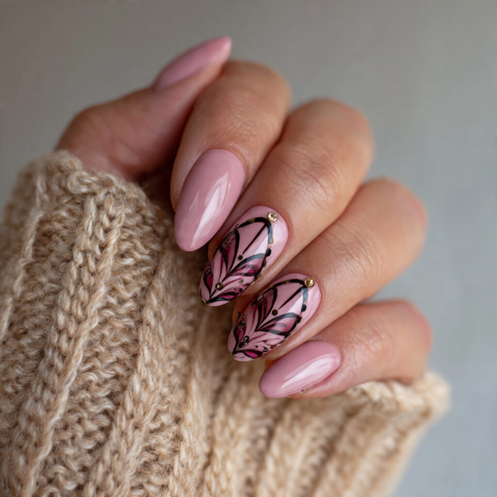 24 light pink january nails with negative