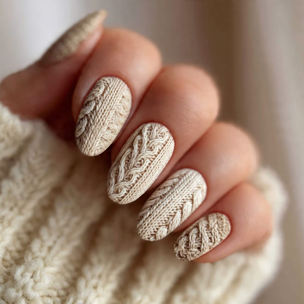 4 january nail designs with sweater texture
