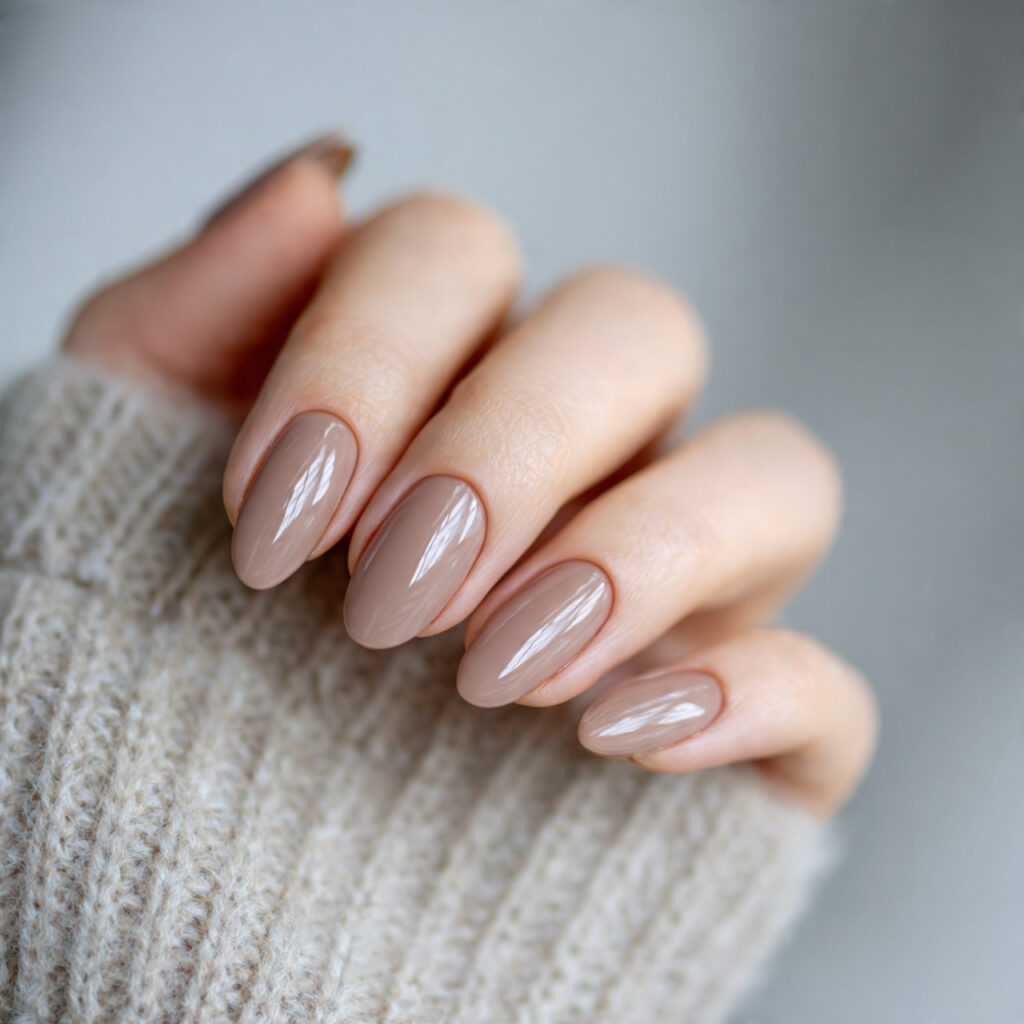 5 neutral january nails with glossy clear
