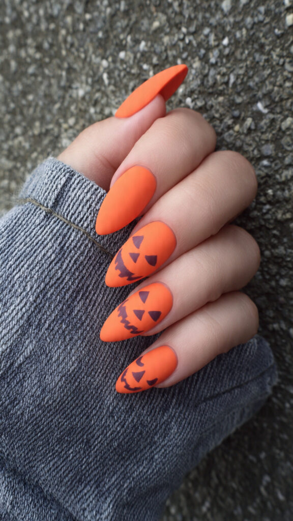 6 matte orange stiletto nails instantly catch