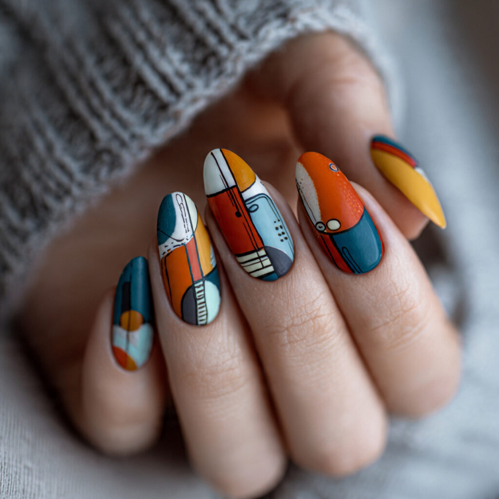 abstract almond nail art gives you a