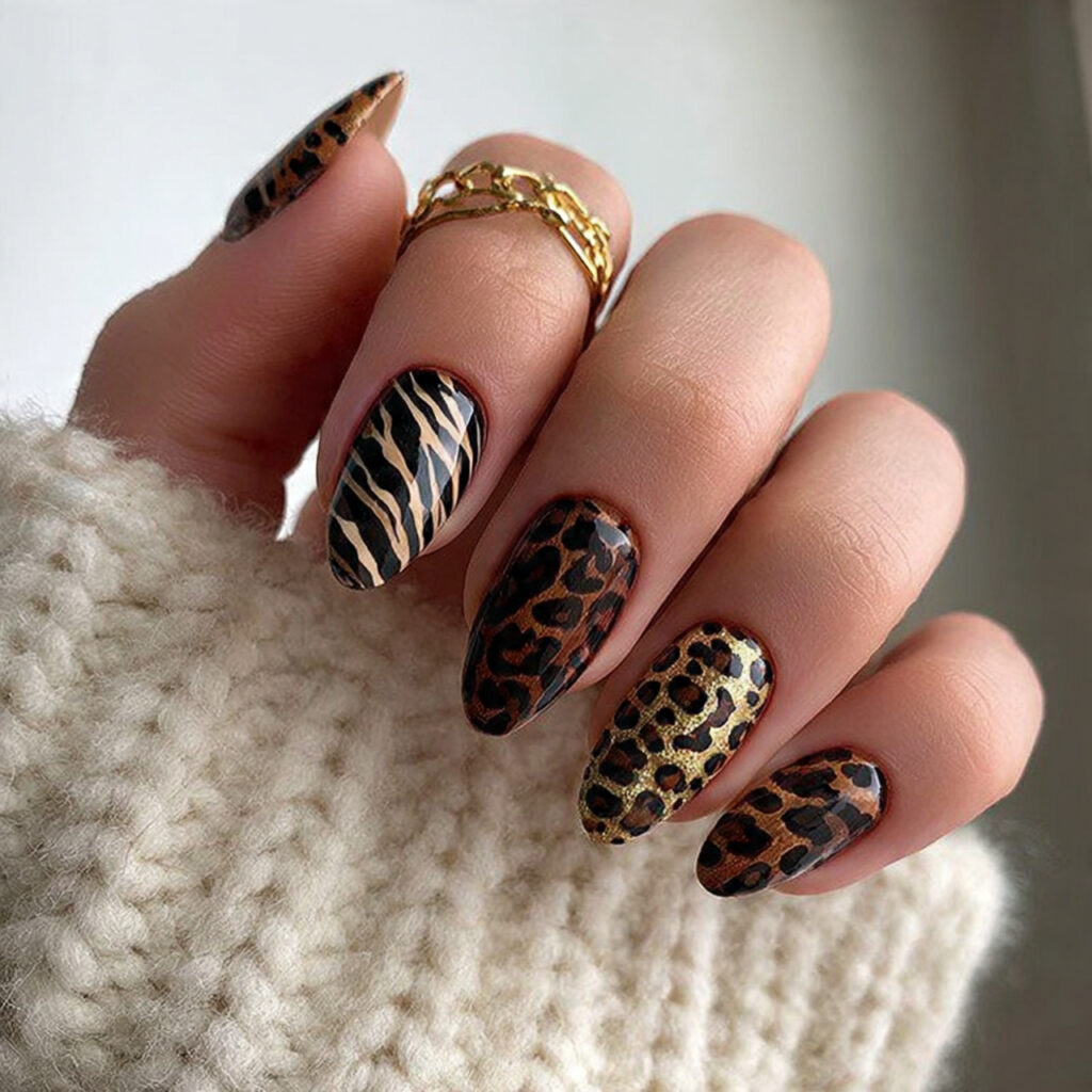 animal print almond nails always make a