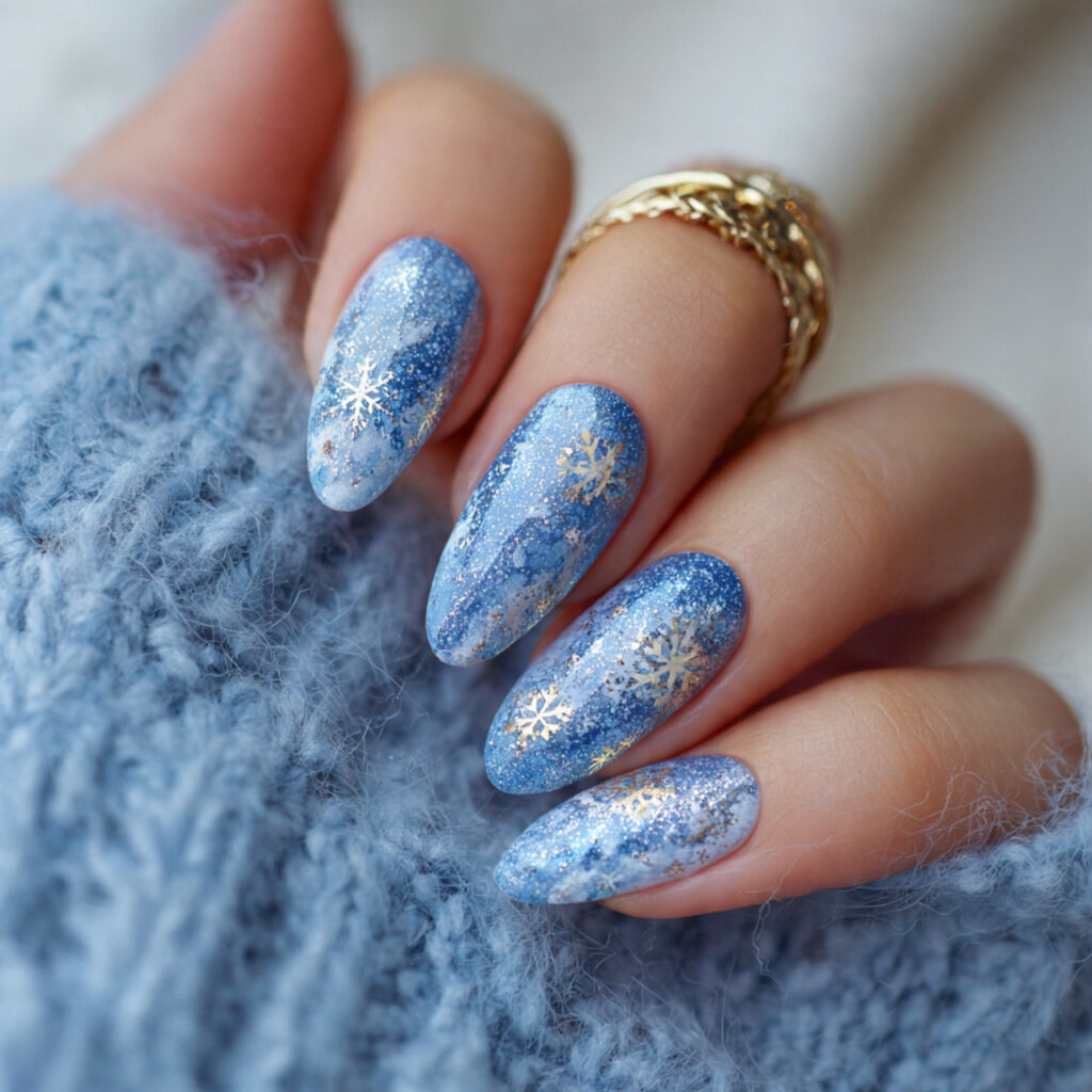 arctic sparkle blend winter nails pin style