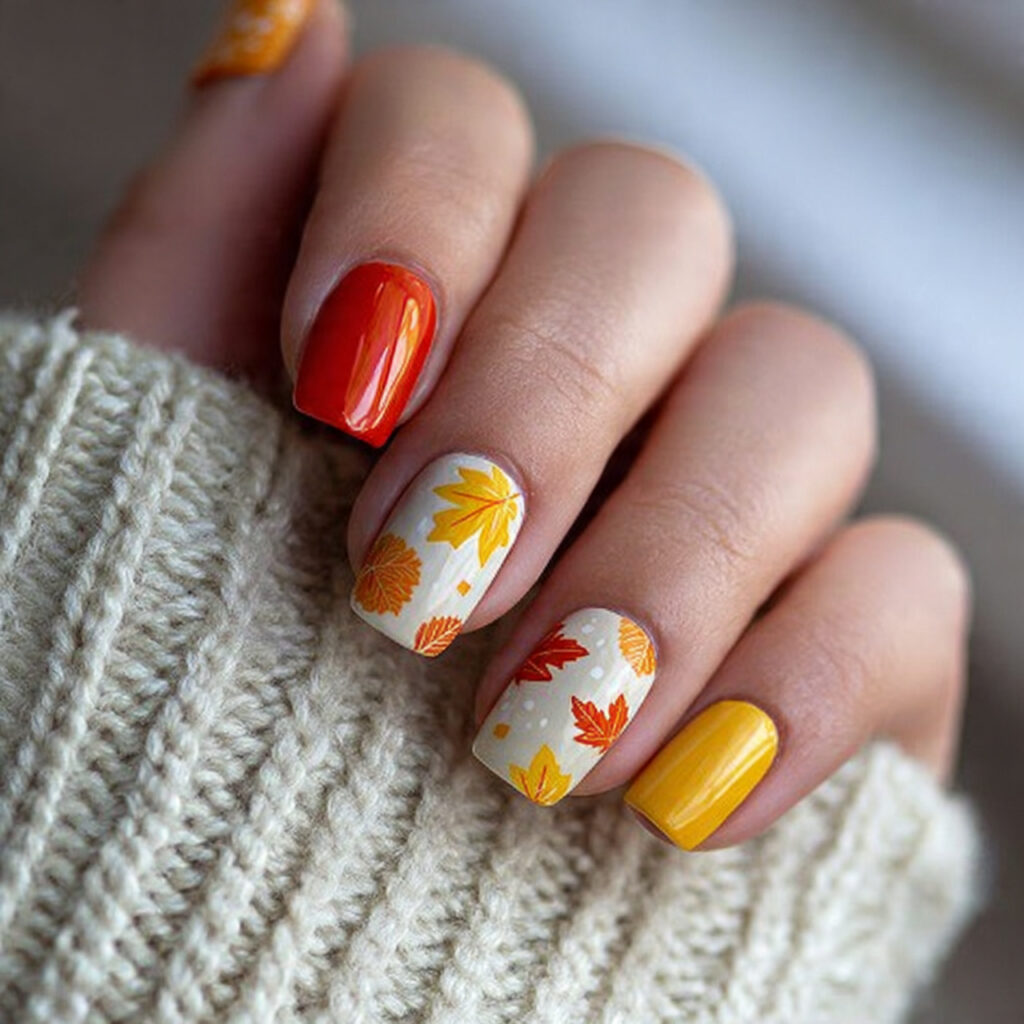 autumn leaf nails are perfect for seasonal