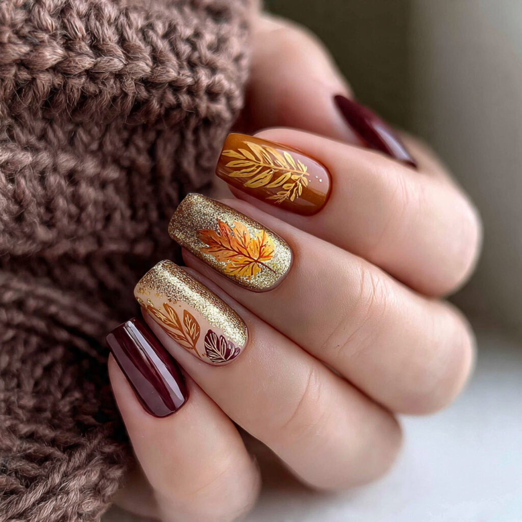 autumn leaf nails bring the beauty of