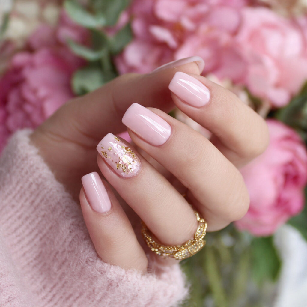 baby pink nails for a sweet feminine