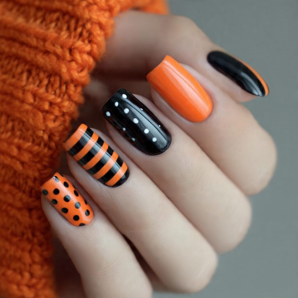 black and orange nails are the most