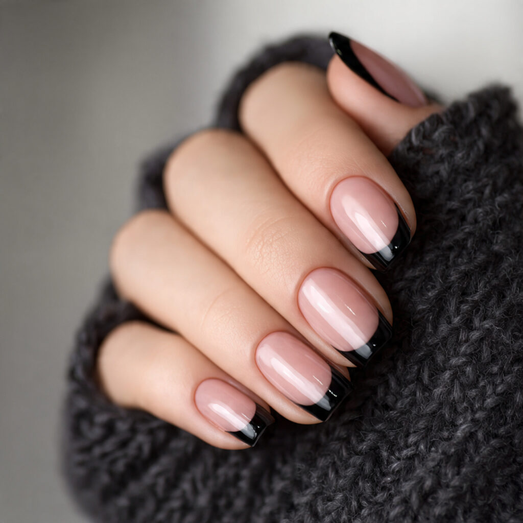 black french tips modernize the classic french