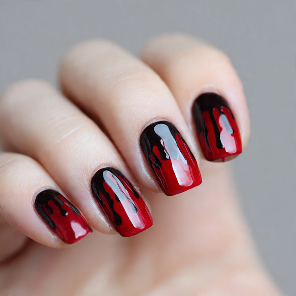 bloody drip nails give a strong halloween