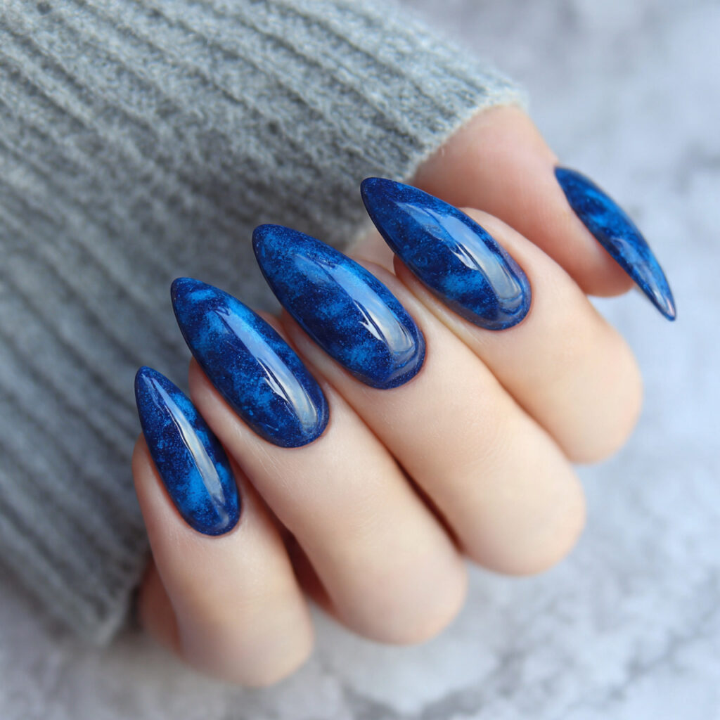 blue almond nails for a cool stylish