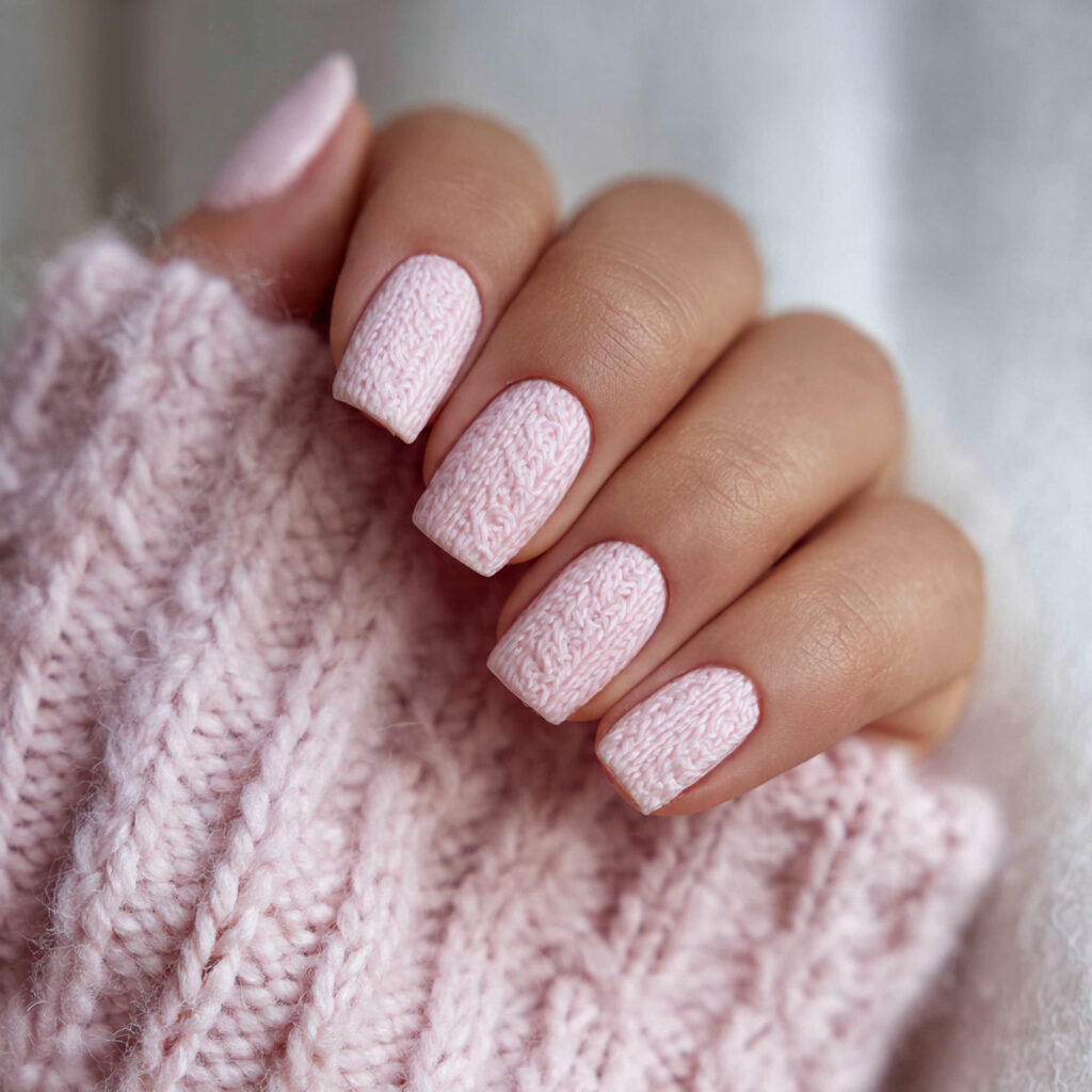 blush knit nails soften winter looks light