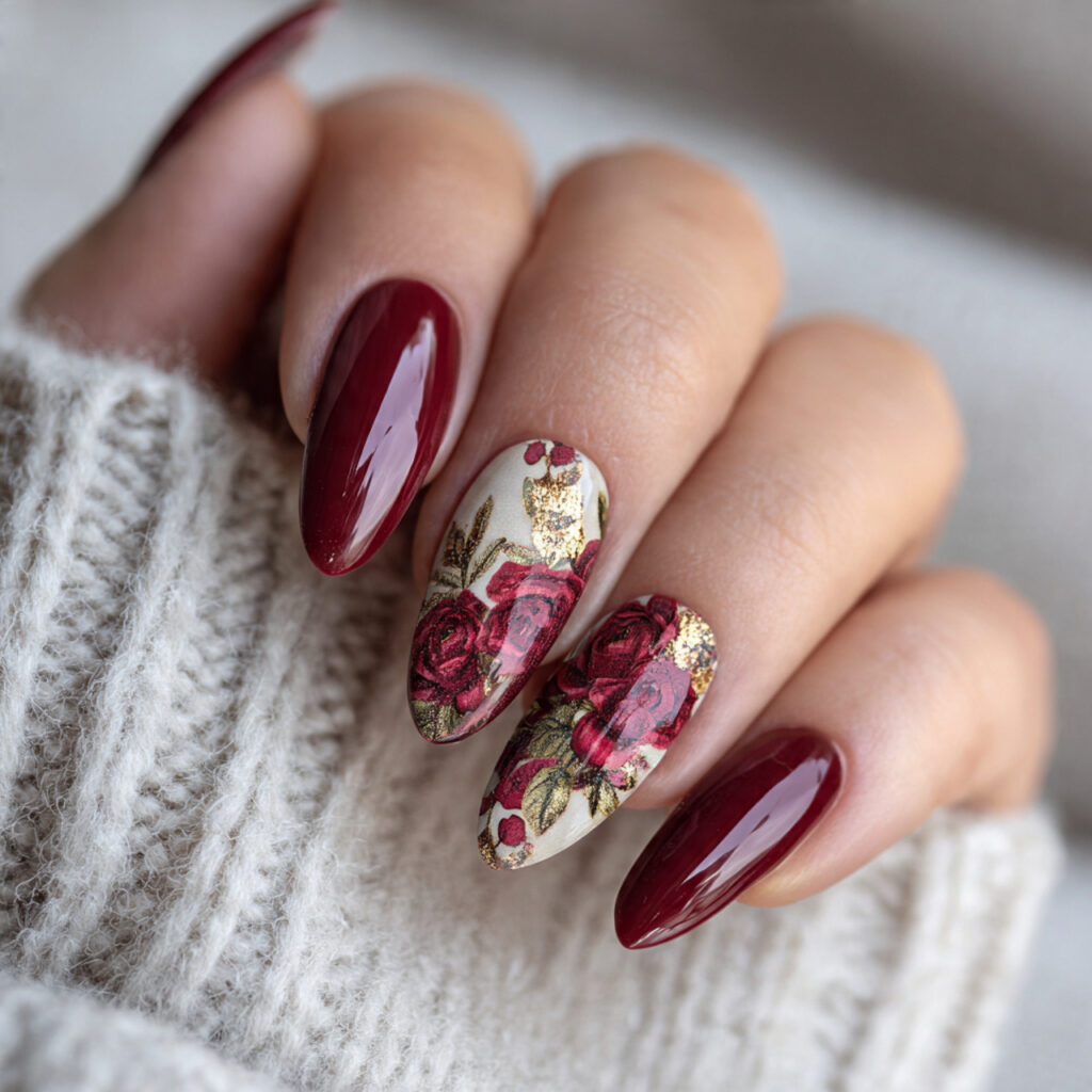 burgundy nails pin style with the 16k