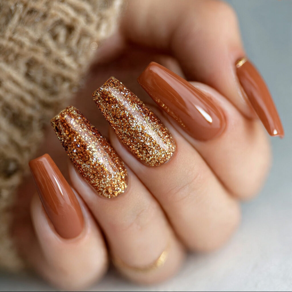 burnt caramel nails bring a sweet warm