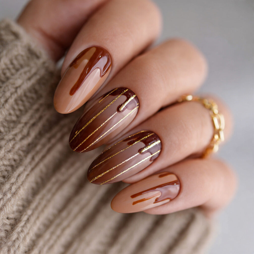 caramel drip nails bring a smooth gradient
