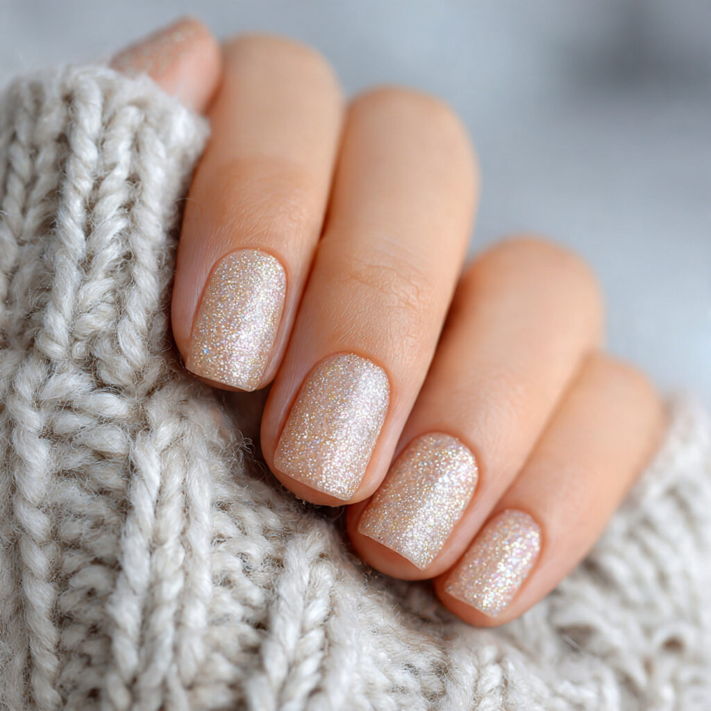 champagne snowfall winter glitter nails offer soft