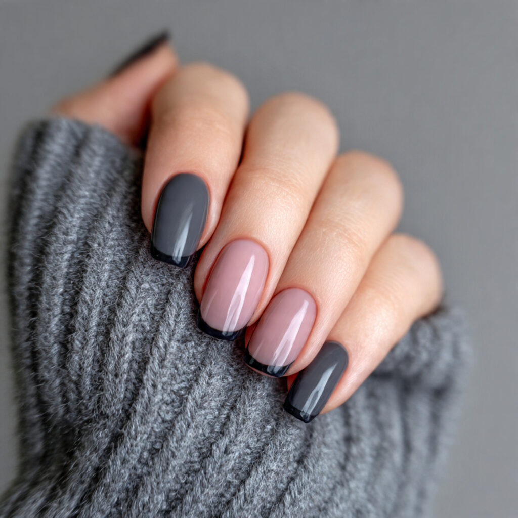 charcoal french tips give a modern twist