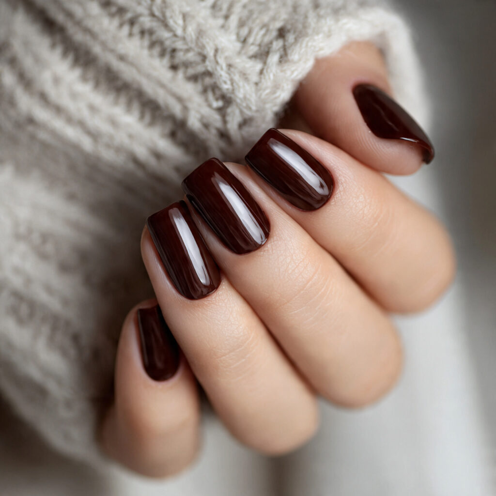 chocolate brown fall nails for rich warm